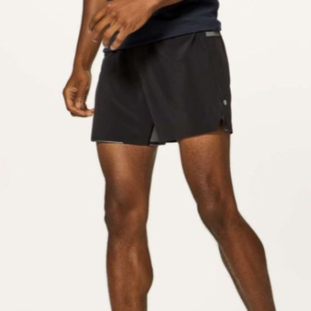 Lululemon Surge Short 5" Linerless - Black/Grey Heather